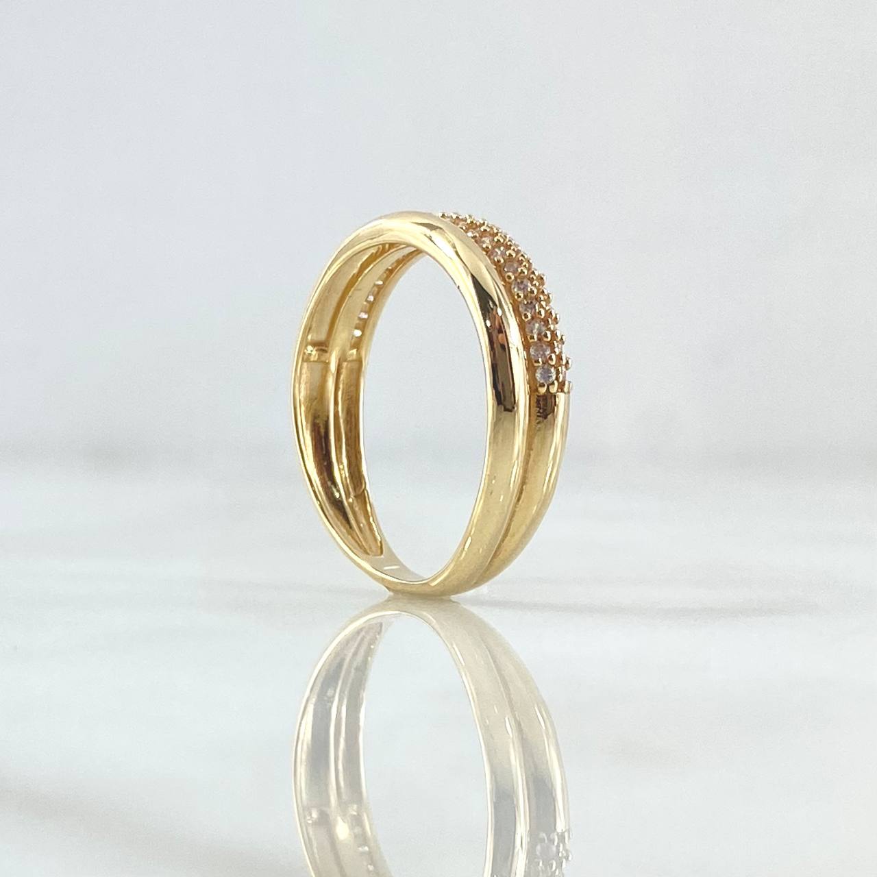 Anillo Argolla Churumbela Abultada 2.95gr / T5 3/4 / Circones Blancos Oro Amarillo 18K