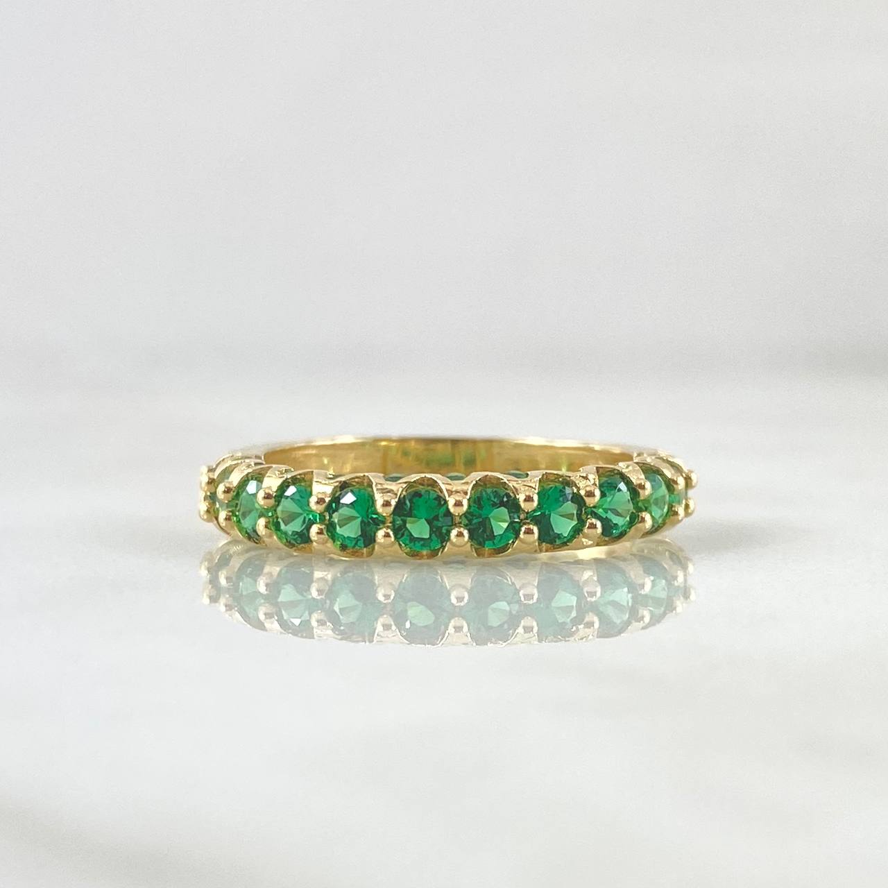 Anillo Churumbela Hilera Externa 2.65gr / T6 / Circones Verdes Oro Amarillo 18K
