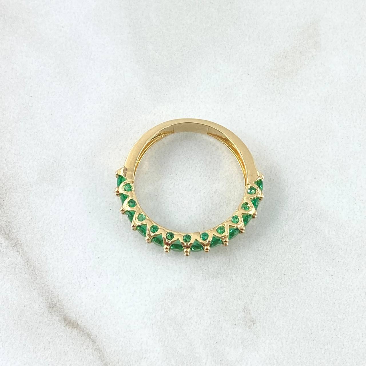 Anillo Churumbela Hilera Externa 2.65gr / T6 / Circones Verdes Oro Amarillo 18K