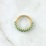 Anillo Churumbela Hilera Externa 2.65gr / T6 / Circones Verdes Oro Amarillo 18K