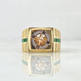 Anillo Brujula Movil 8.9gr / T10 / Circones Blancos Verdes Dos Oros Amarillo Rosa 18K