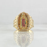 Anillo Virgen Guadalupe 7.55gr / T9 / Circones Blancos Verdes Fucsia Oro Amarillo 18K