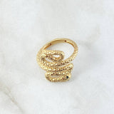 Anillo Serpiente 5.55gr / T7 / Texturizado Circones Negros Oro Amarillo 18K *