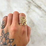Anillo Serpiente 5.55gr / T7 / Texturizado Circones Negros Oro Amarillo 18K *