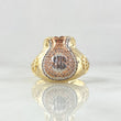 Anillo Bolsa de Dinero 8.65gr / T10 / Circones Blancos Tres Oros 18K