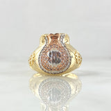 Anillo Bolsa de Dinero 8.65gr / T10 / Circones Blancos Tres Oros 18K