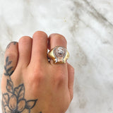 Anillo Bolsa de Dinero 8.65gr / T10 / Circones Blancos Tres Oros 18K