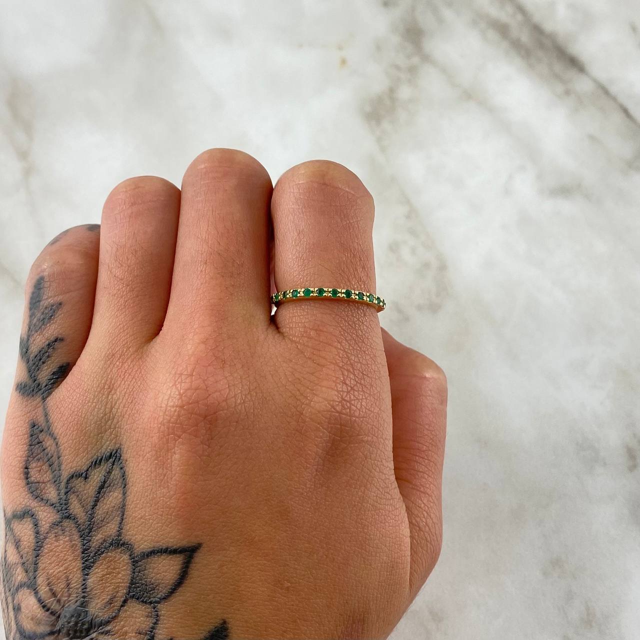Ring Band Churumbela 1.5gr / T6 1/4 / Emeralds 12pts 18K Yellow Gold (Jewel)