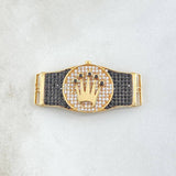 Charm Crown 7.2gr / 1.5in / Black White Zircons 18K Yellow Gold