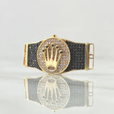 Charm Crown 7.2gr / 1.5in / Black White Zircons 18K Yellow Gold