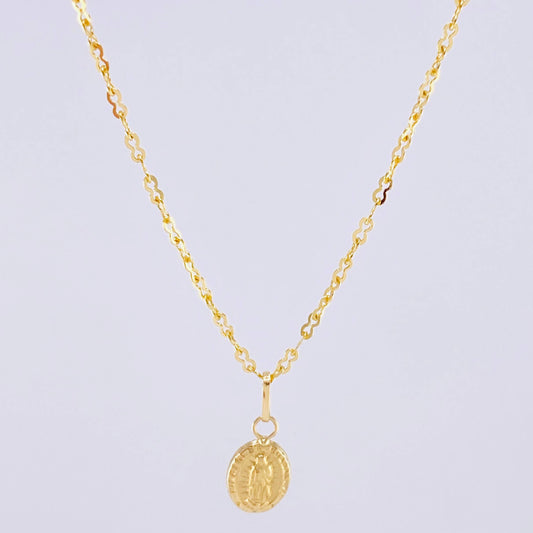 Set Cadena Aro Seguido + Dije Virgen De Guadalupe / 2.15 g / 17 3/4 in Oro Amarillo 18K