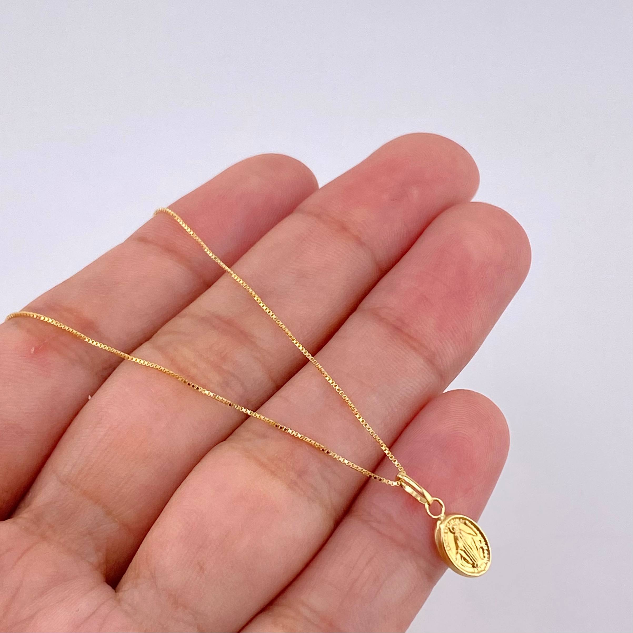Set Cadena Veneciana + Dije Virgen De La Milagrosa / 1.25 g / 15 3/4 in Oro Amarillo 18K