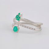 Anillo Tres Lineas Esmeraldas 0,33 Pts 2.65 g / T9 Plata 925