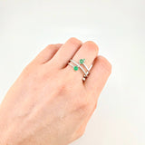 Anillo Tres Lineas Esmeraldas 0,33 Pts 2.65 g / T9 Plata 925