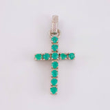 Pendant Cross Emeralds 0.4 Pts 1.4 g / 1 in Silver 925