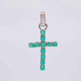 Pendant Cross Emeralds 0.4 Pts 1.4 g / 1 in Silver 925