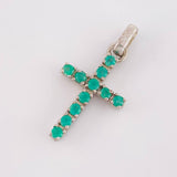 Pendant Cross Emeralds 0.4 Pts 1.4 g / 1 in Silver 925