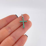 Pendant Cross Emeralds 0.4 Pts 1.4 g / 1 in Silver 925