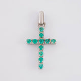 Pendant Dense Cross Emeralds 0.4 Pts 1.35 g / 1 in Silver 925
