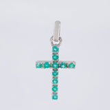 Pendant Dense Cross Emeralds 0.4 Pts 1.35 g / 1 in Silver 925