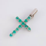 Pendant Dense Cross Emeralds 0.4 Pts 1.35 g / 1 in Silver 925