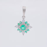 Dije Flor Mandala Esmeraldas 0.45 Pts 1.05 g / 1 in Plata 925