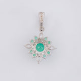 Dije Flor Mandala Esmeraldas 0.45 Pts 1.05 g / 1 in Plata 925