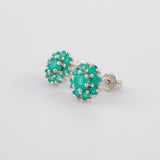 Topos Flor Tupida Esmeraldas 0.87 Pts 2.2 g / in / 9.2 mm Plata 925