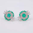 Stud Earrings Rhombus Central Stone Emeralds 1.16 Qts 2.75 g / in / 17.4 mm Silver 925