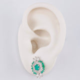 Stud Earrings Rhombus Central Stone Emeralds 1.16 Qts 2.75 g / in / 17.4 mm Silver 925