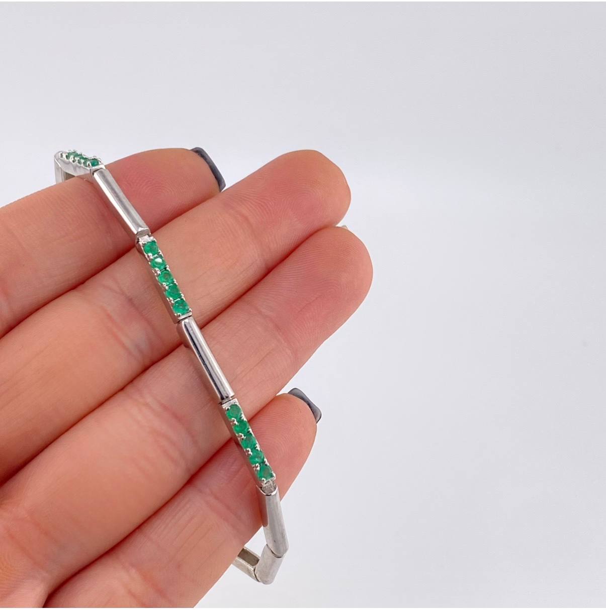 Pulso Intercarlado Esmeraldas 1,16Qts 6.85 g / 7 1/2 in / 2.9 mm Plata 925