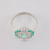 Anillo Rombo Piedra Central Esmeraldas 0.58 Pts 1.95 g / T6 Plata 925