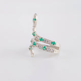 Snake Ring with Emeralds 0.43 Pts 5.55 g / T7 1/4 Silver 925