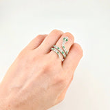 Snake Ring with Emeralds 0.43 Pts 5.55 g / T7 1/4 Silver 925