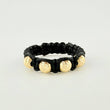 Black Woven Ring with Diamond Cut Beads 0.5 g / Size 7 3/4 Yellow Gold 18K