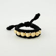 Black Woven Ring with Diamond Cut Beads 0.55 g / T7 Yellow Gold 18K