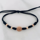 Pulsera Tejida Negra San Miguel Oro Rosa 18K