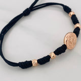 Pulsera Tejida Negra San Miguel Oro Rosa 18K