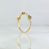 Anillo Corona de Treboles 1.95gr / T6 1/2 / Circones Blancos Verdes Oro Amarillo 18K