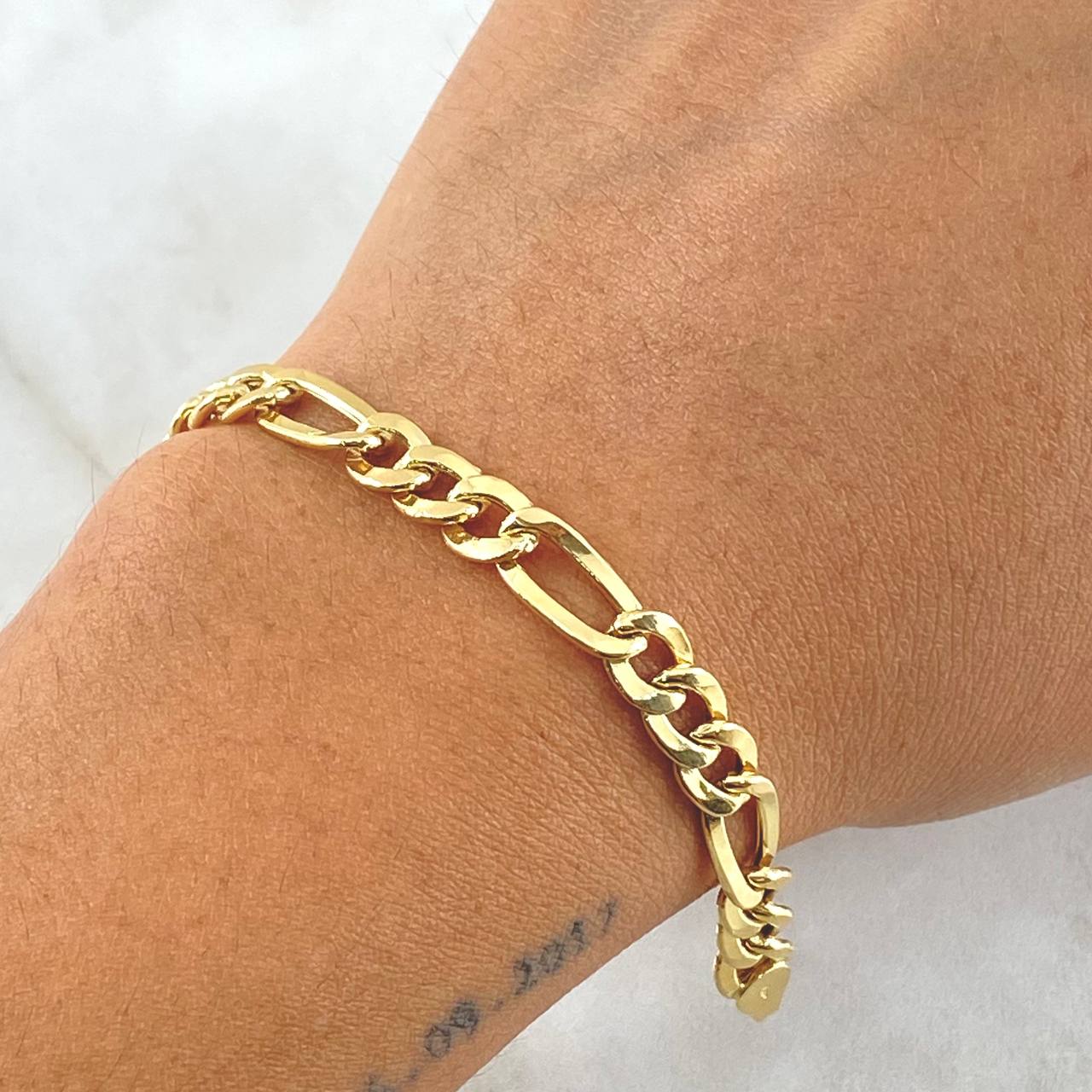 Figaro Bracelet 6.65gr / 21.5cm-6.4mm Yellow Gold +0 18K