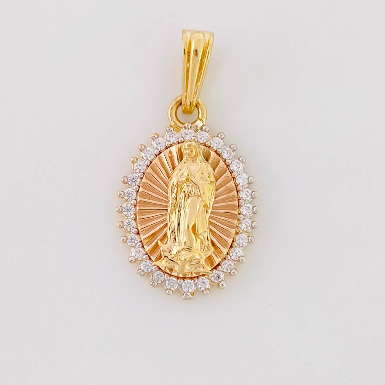 Dije Circular virgen guadalupe 1.95g / 3/4 in Dos Oros Amarillo Rosa 18K