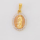 Dije Circular virgen guadalupe 1.95g / 3/4 in Dos Oros Amarillo Rosa 18K