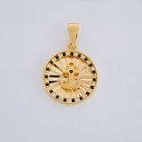 Dije Circulo ancla diamanatado 2.4g / 1 in Oro Amarillo 18K