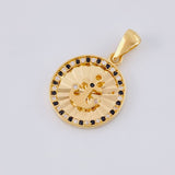 Dije Circulo ancla diamanatado 2.4g / 1 in Oro Amarillo 18K