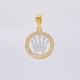 Dije Circulo corona 1.4g / 3/4 in Dos Oros Amarillo Blanco 18K