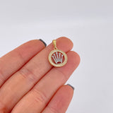 Dije Circulo corona 1.4g / 3/4 in Dos Oros Amarillo Blanco 18K