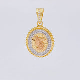 Pendant Medallion with Dotted Edges Saint Michael 2.85g / 1 in Three Golds 18K
