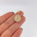 Pendant Medallion with Dotted Edges Saint Michael 2.85g / 1 in Three Golds 18K