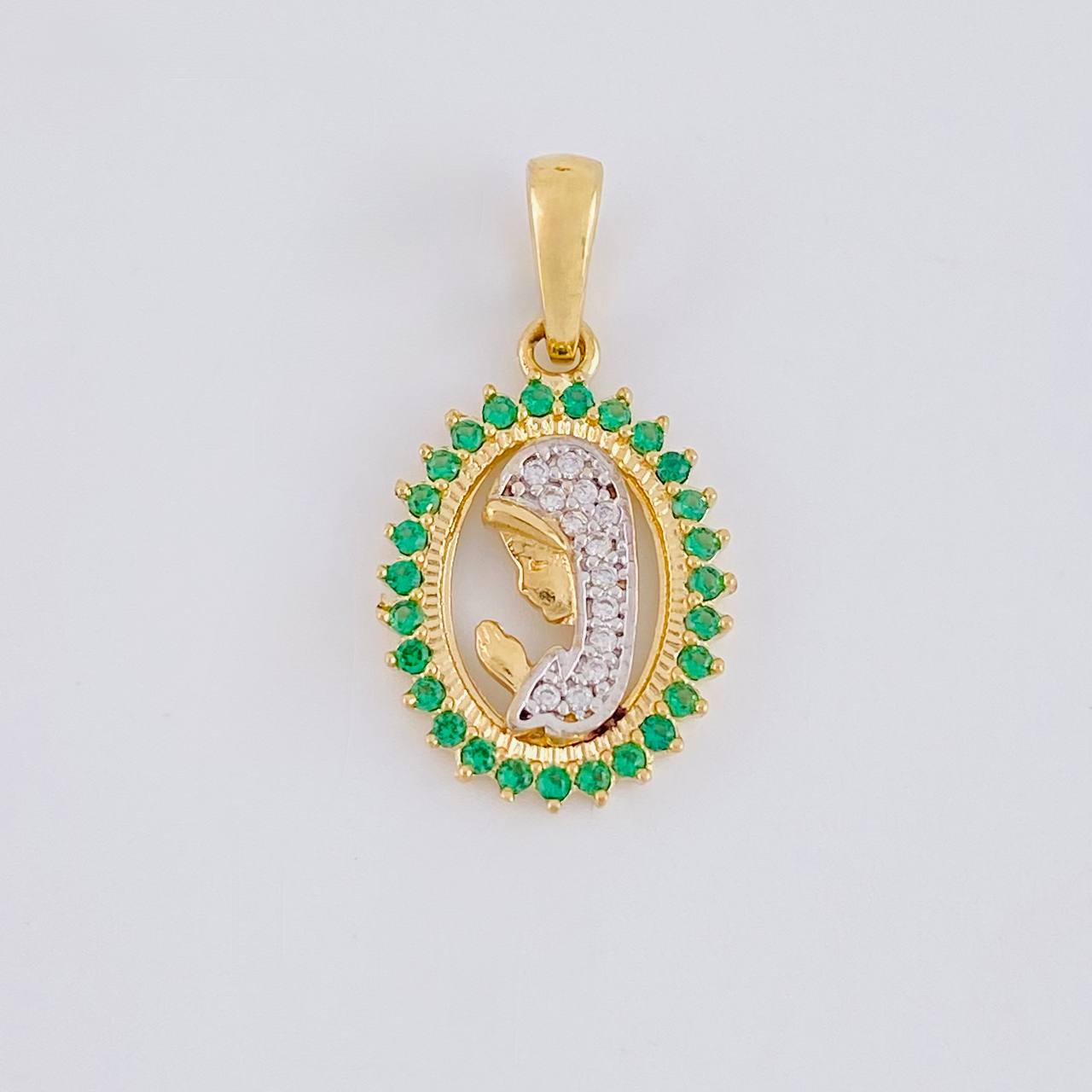 Dije Virgen maria 1.9g / 3/4 in Dos Oros Amarillo Blanco 18K