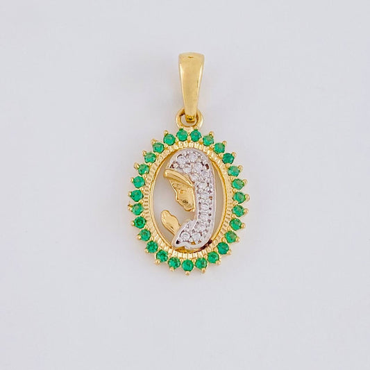 Dije Virgen maria 1.9g / 3/4 in Dos Oros Amarillo Blanco 18K